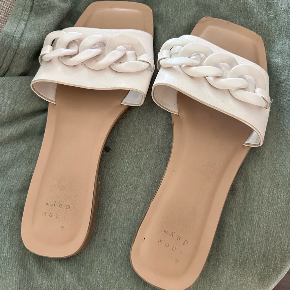 A New Day White Chain Slide Sandals